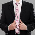 Pink Monarch Butterfly Pattern Print Necktie