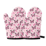 Pink Monarch Butterfly Pattern Print Oven Mitts