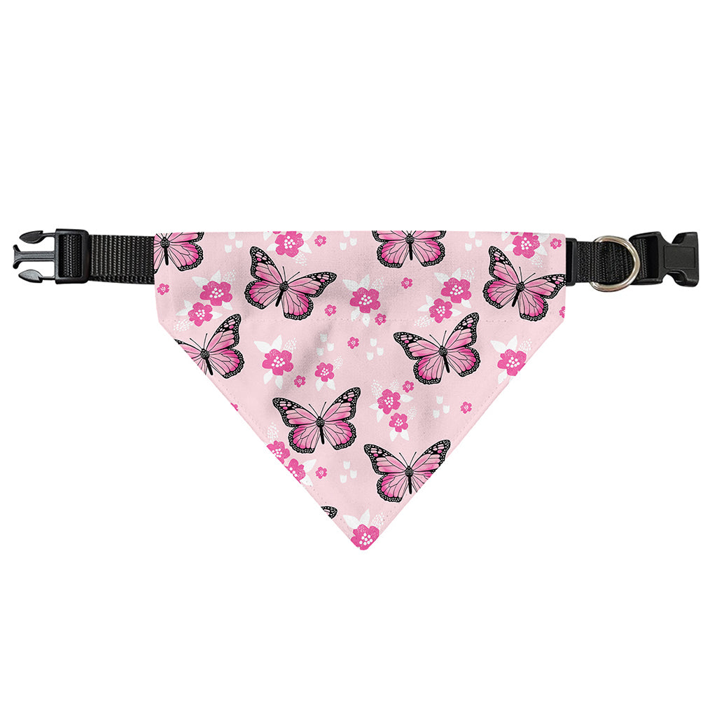 Pink Monarch Butterfly Pattern Print Over The Collar Dog Bandana