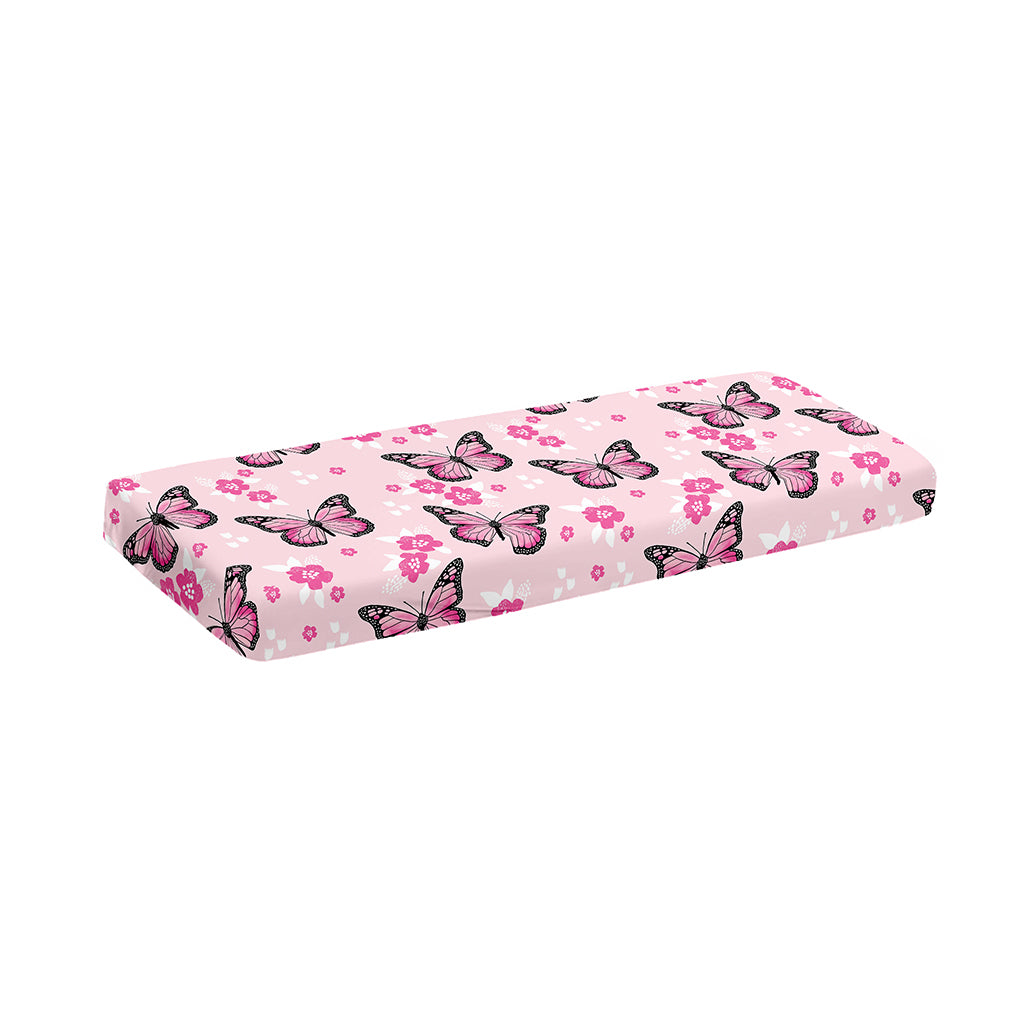 Pink Monarch Butterfly Pattern Print Piano Keyboard Cover