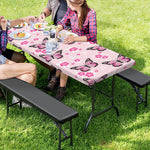 Pink Monarch Butterfly Pattern Print Picnic Table Cover