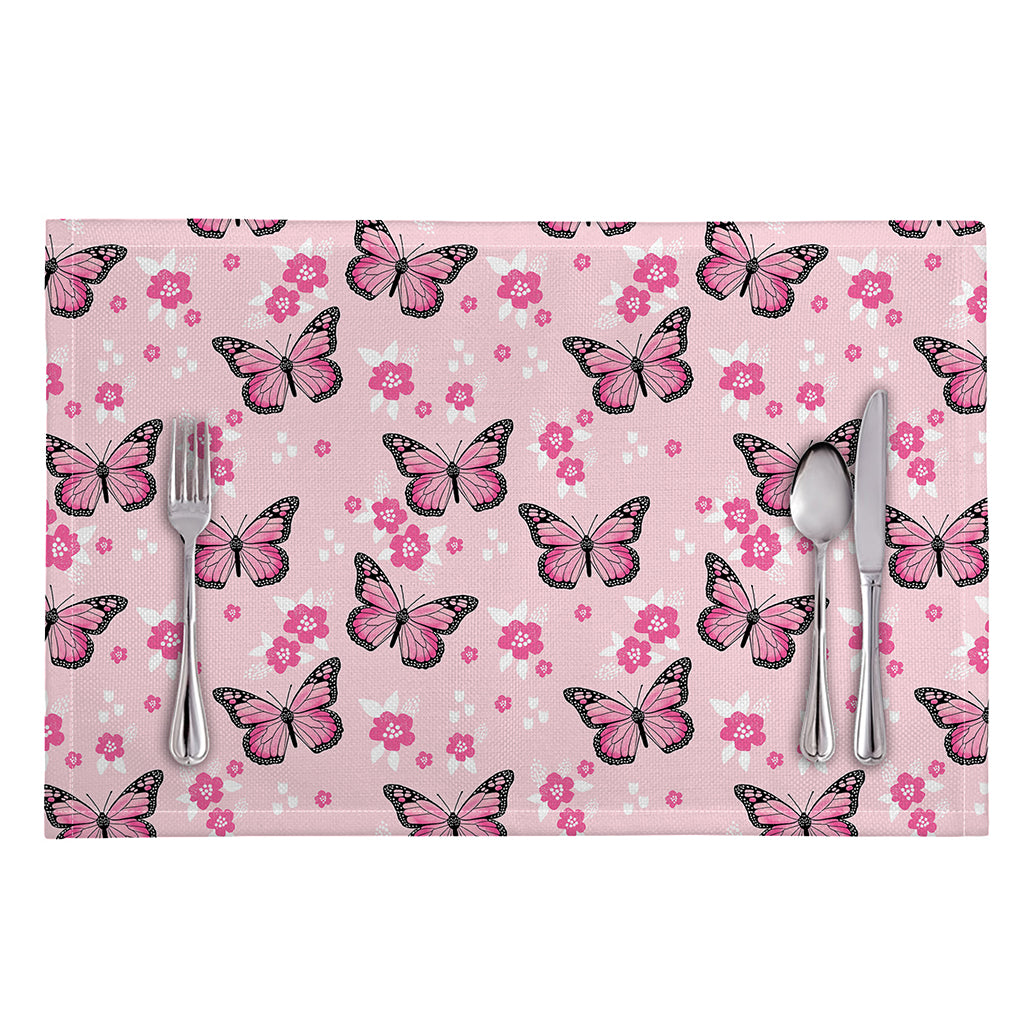 Pink Monarch Butterfly Pattern Print Placemat