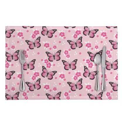Pink Monarch Butterfly Pattern Print Placemat