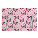 Pink Monarch Butterfly Pattern Print Placemat