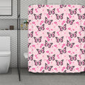 Pink Monarch Butterfly Pattern Print Polyester Shower Curtain