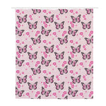 Pink Monarch Butterfly Pattern Print Polyester Shower Curtain