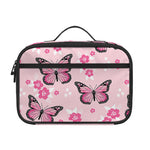 Pink Monarch Butterfly Pattern Print Portable Lunch Bag