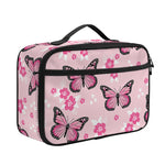 Pink Monarch Butterfly Pattern Print Portable Lunch Bag