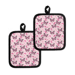 Pink Monarch Butterfly Pattern Print Pot Holders
