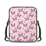 Pink Monarch Butterfly Pattern Print Rectangular Crossbody Bag