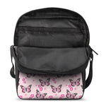 Pink Monarch Butterfly Pattern Print Rectangular Crossbody Bag