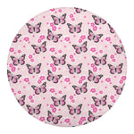 Pink Monarch Butterfly Pattern Print Round Blanket