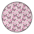 Pink Monarch Butterfly Pattern Print Round Floor Mat