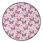 Pink Monarch Butterfly Pattern Print Round Floor Mat