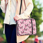 Pink Monarch Butterfly Pattern Print Shoulder Strap Bible Bag