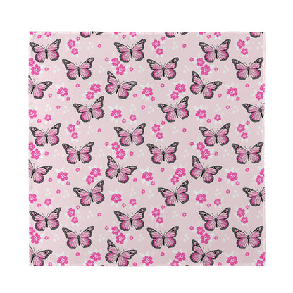 Pink Monarch Butterfly Pattern Print Silk Bandana