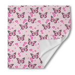 Pink Monarch Butterfly Pattern Print Silk Bandana