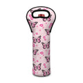 Pink Monarch Butterfly Pattern Print Single Neoprene Wine Tote
