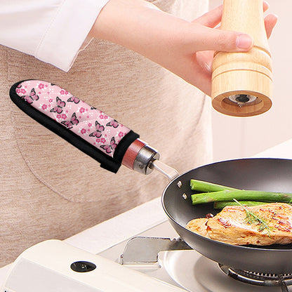 Pink Monarch Butterfly Pattern Print Skillet Handle Cover