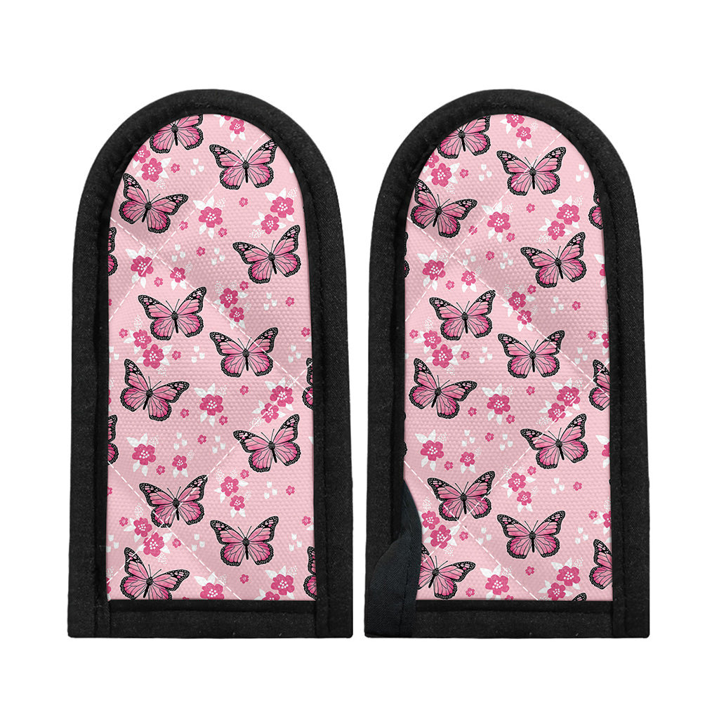 Pink Monarch Butterfly Pattern Print Skillet Handle Cover