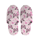 Pink Monarch Butterfly Pattern Print Slippers