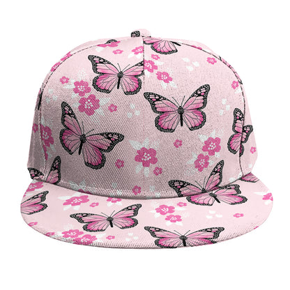 Pink Monarch Butterfly Pattern Print Snapback Cap