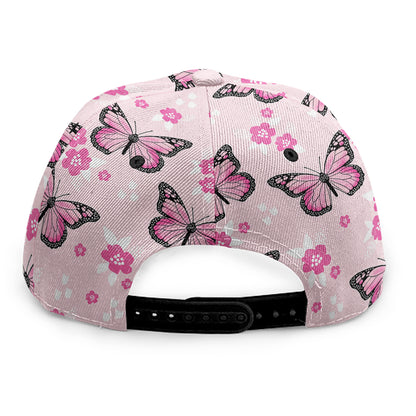 Pink Monarch Butterfly Pattern Print Snapback Cap