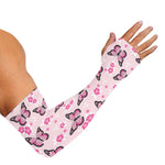 Pink Monarch Butterfly Pattern Print Sun Protection Arm Sleeves
