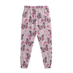 Pink Monarch Butterfly Pattern Print Sweatpants