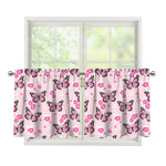 Pink Monarch Butterfly Pattern Print Tier Curtains