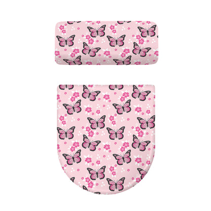 Pink Monarch Butterfly Pattern Print Toilet Lid And Tank Cover Set