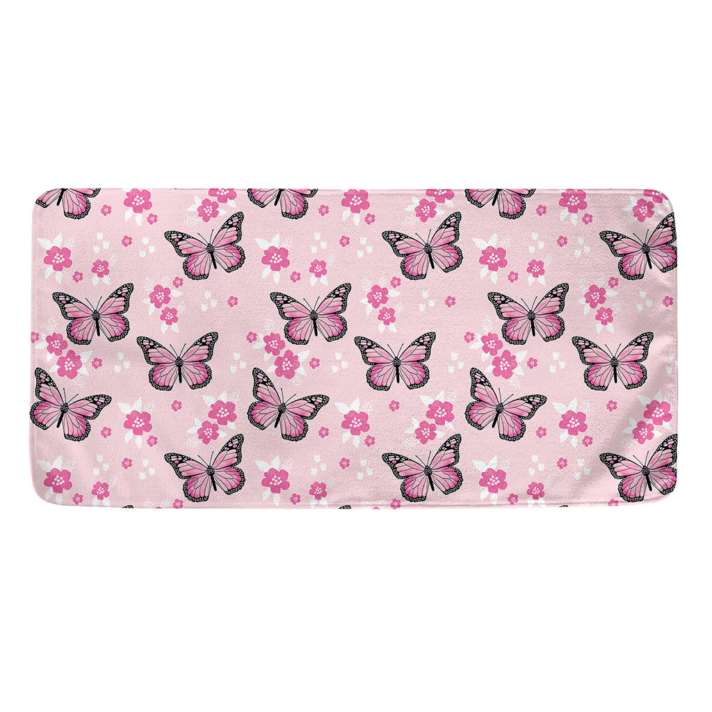 Pink Monarch Butterfly Pattern Print Towel
