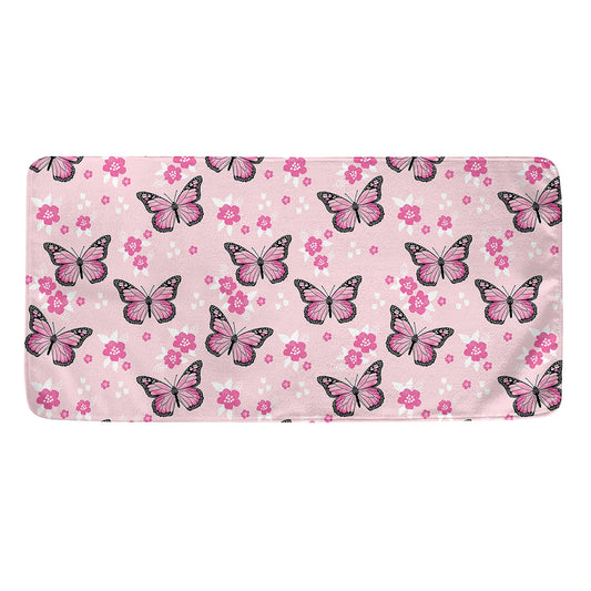 Pink Monarch Butterfly Pattern Print Towel