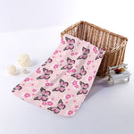 Pink Monarch Butterfly Pattern Print Towel