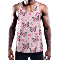 Pink Monarch Butterfly Pattern Print Men's Workout Tank Top