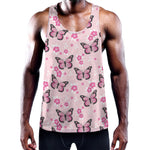 Pink Monarch Butterfly Pattern Print Training Tank Top