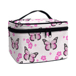 Pink Monarch Butterfly Pattern Print Travel Makeup Bag