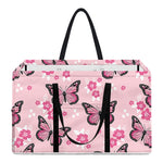 Pink Monarch Butterfly Pattern Print Utility Tote Bag