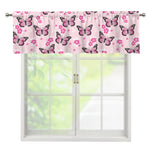 Pink Monarch Butterfly Pattern Print Window Valance