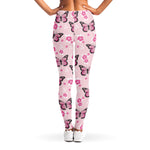 Pink Monarch Butterfly Pattern Print Women's Leggings