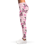 Pink Monarch Butterfly Pattern Print Women's Leggings