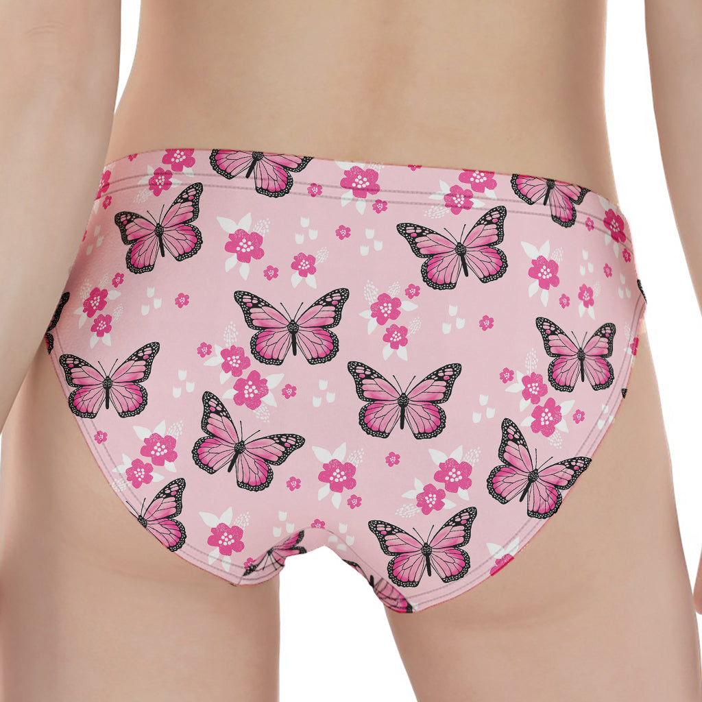 Pink Monarch Butterfly Pattern Print Women's Panties