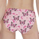 Pink Monarch Butterfly Pattern Print Women's Panties