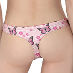 Pink Monarch Butterfly Pattern Print Women's Thong