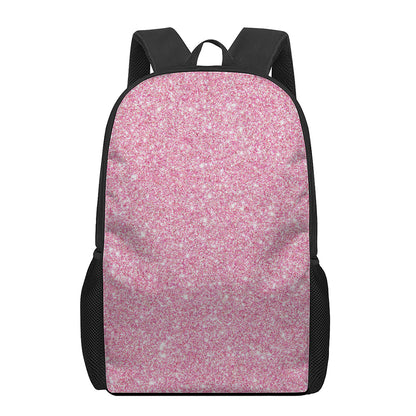 Pink (NOT Real) Glitter Print 17 Inch Backpack