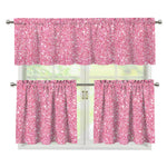 Pink (NOT Real) Glitter Print 3 Piece Kitchen Curtains