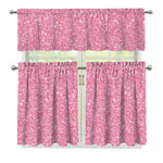 Pink (NOT Real) Glitter Print 3 Piece Kitchen Curtains