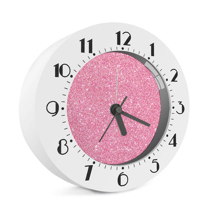 Pink (NOT Real) Glitter Print Alarm Clock