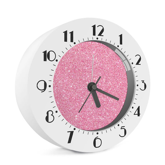 Pink (NOT Real) Glitter Print Alarm Clock