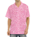 Pink (NOT Real) Glitter Print Aloha Shirt